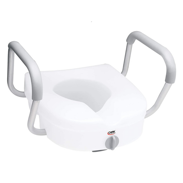 Carex E-Z Lock Raised Toilet Seat with Removable or Adjustable Handles - 5 Inch