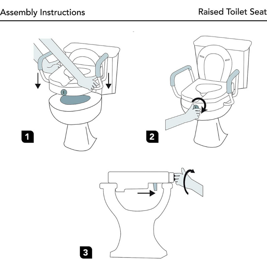 Carex E-Z Lock Raised Toilet Seat with Removable or Adjustable Handles - 5 Inch