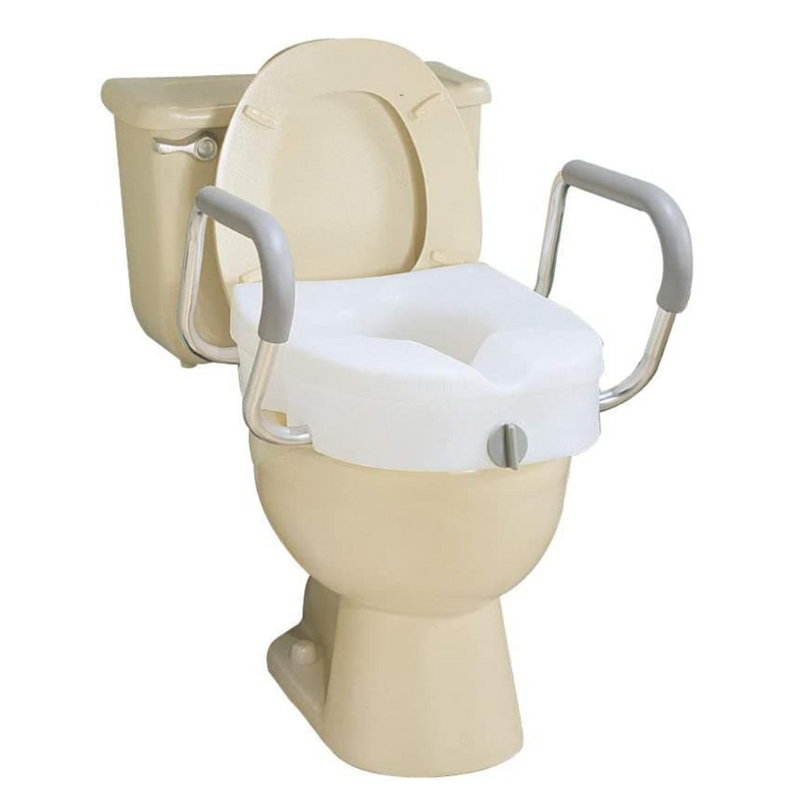 Carex E-Z Lock Raised Toilet Seat with Removable or Adjustable Handles - 5 Inch