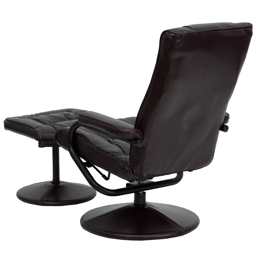 Contemporary Multi-Position Recliner and Ottoman with Wrapped Base