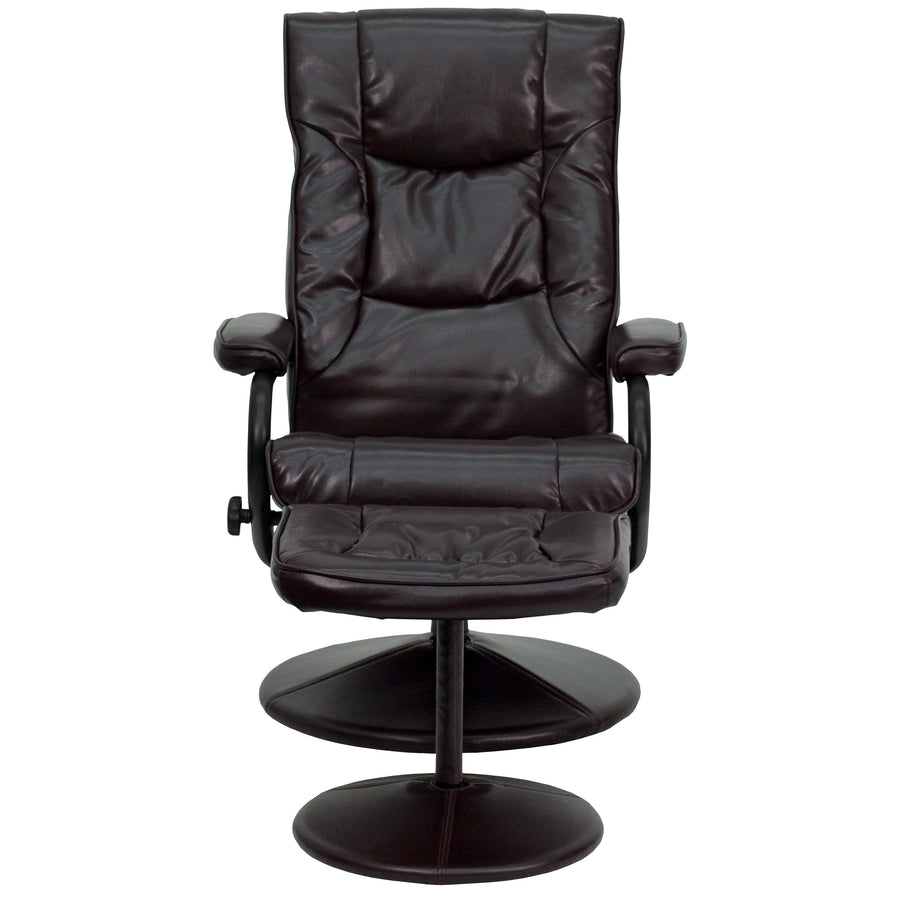 Contemporary Multi-Position Recliner and Ottoman with Wrapped Base
