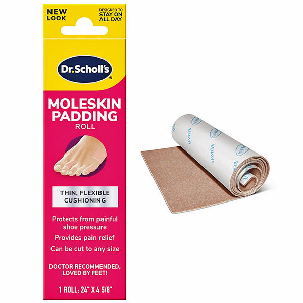 Dr. Scholl's Moleskin Padding Roll, Shoe Pain & Pressure Relief, 1 Roll