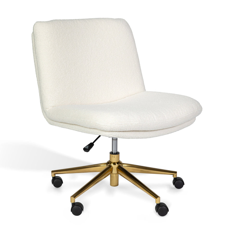 Upholstered Swivel Home Office Chair with Wide Seat