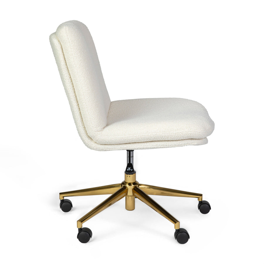 Upholstered Swivel Home Office Chair with Wide Seat