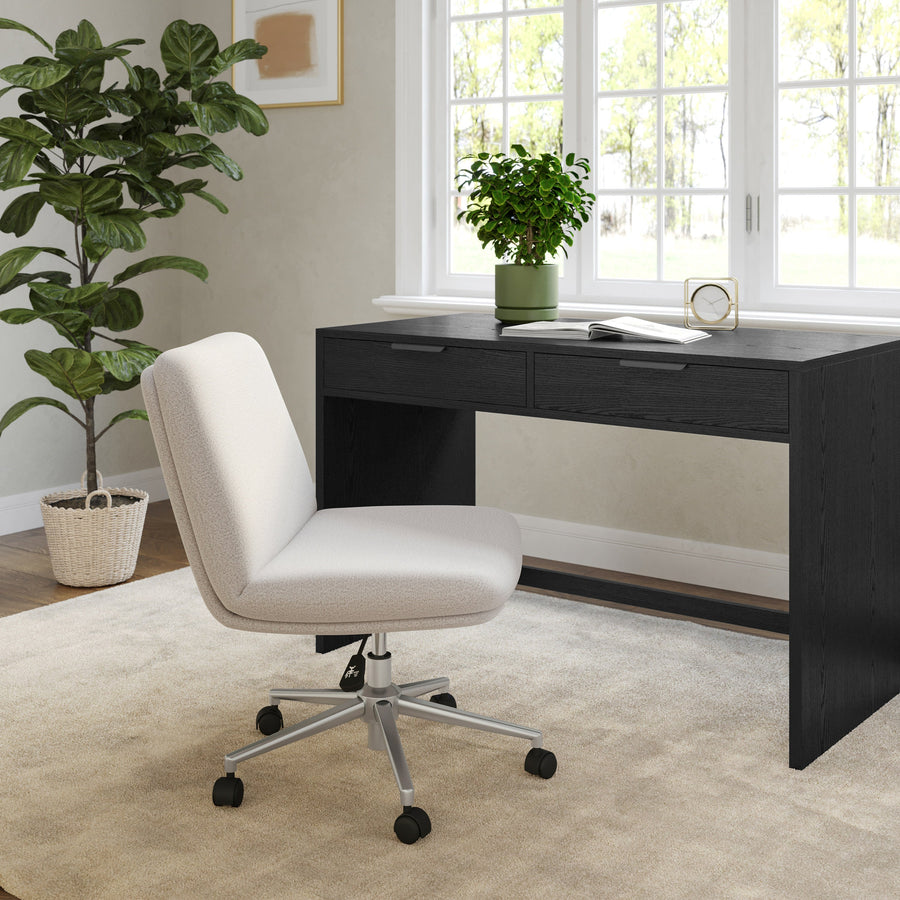 Upholstered Swivel Home Office Chair with Wide Seat