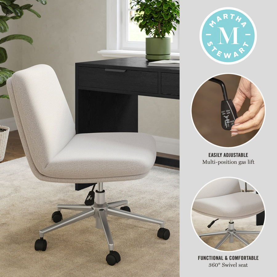 Upholstered Swivel Home Office Chair with Wide Seat