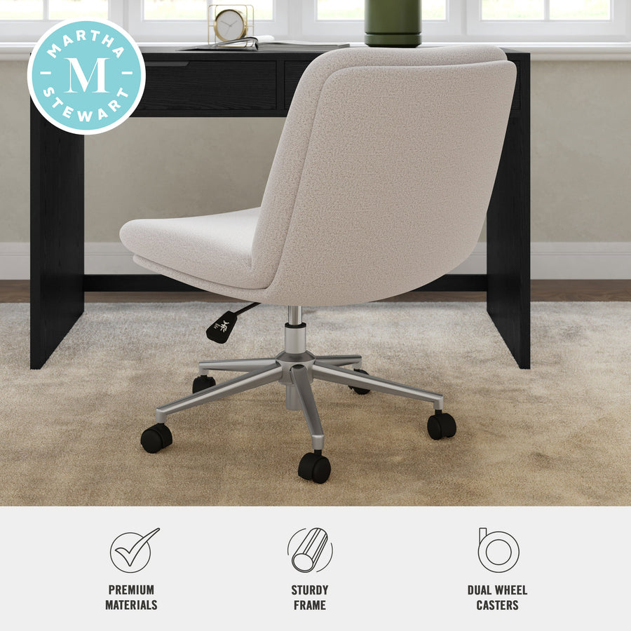 Upholstered Swivel Home Office Chair with Wide Seat