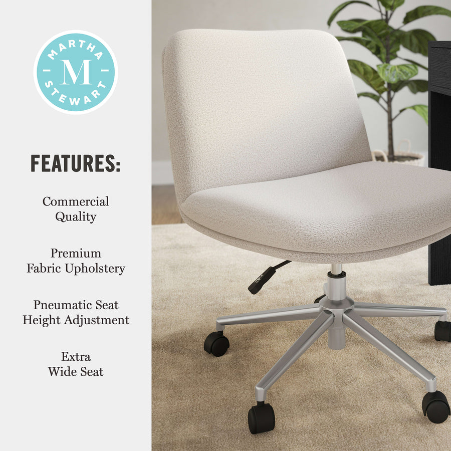 Upholstered Swivel Home Office Chair with Wide Seat