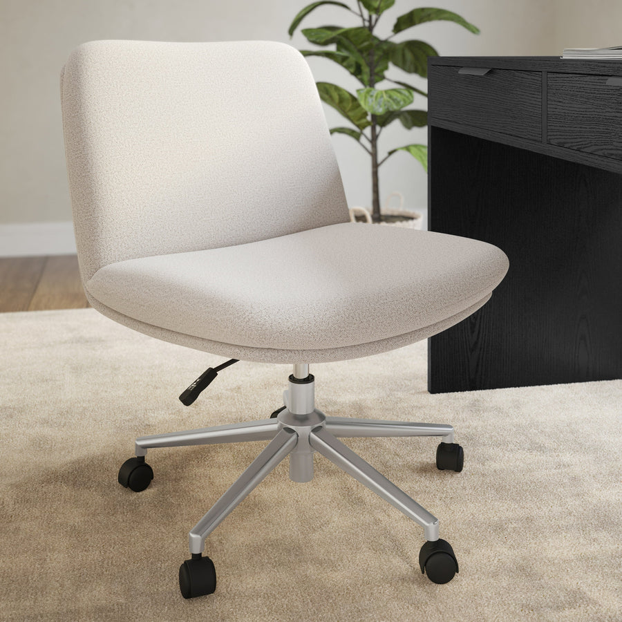 Upholstered Swivel Home Office Chair with Wide Seat