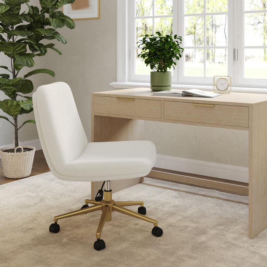 Upholstered Swivel Home Office Chair with Wide Seat