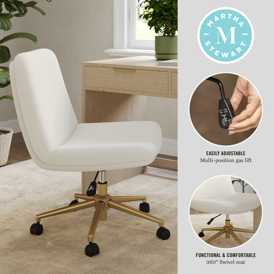 Upholstered Swivel Home Office Chair with Wide Seat