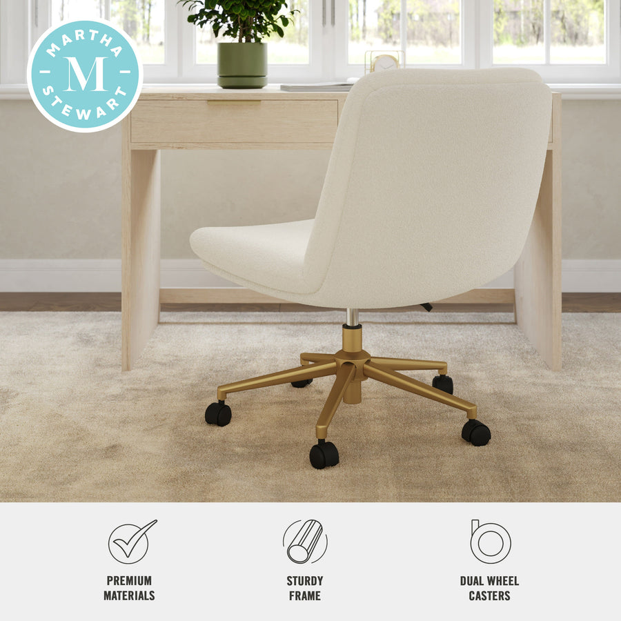Upholstered Swivel Home Office Chair with Wide Seat