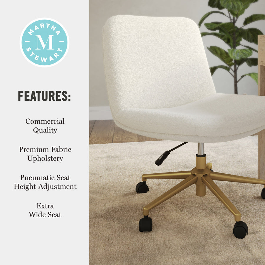 Upholstered Swivel Home Office Chair with Wide Seat