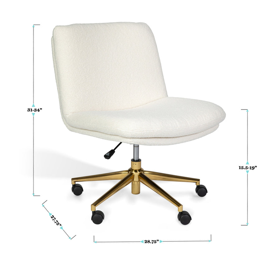 Upholstered Swivel Home Office Chair with Wide Seat