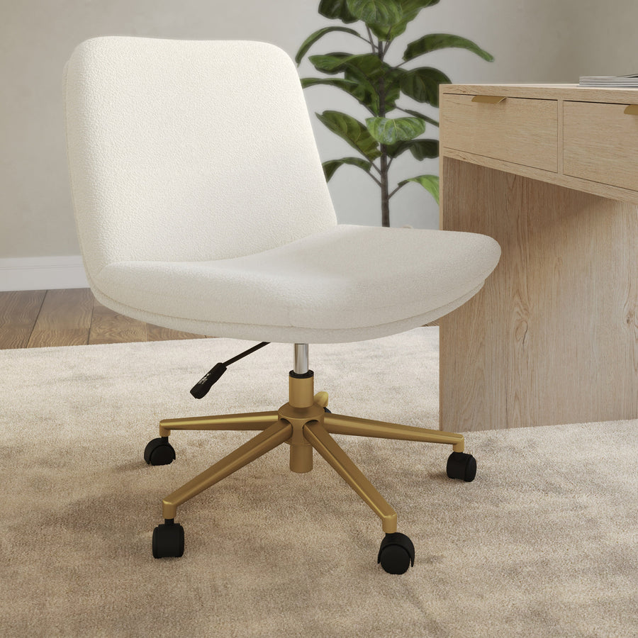 Upholstered Swivel Home Office Chair with Wide Seat
