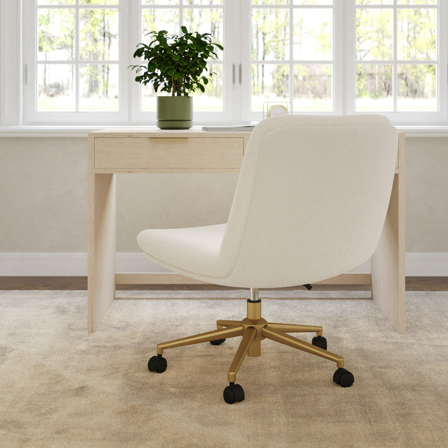 Upholstered Swivel Home Office Chair with Wide Seat