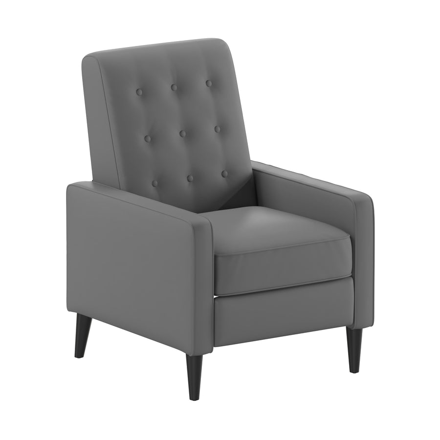 Ezra Mid-Century Modern Upholstered Button Tufted Pushback Recliner for Residential & Commercial Use