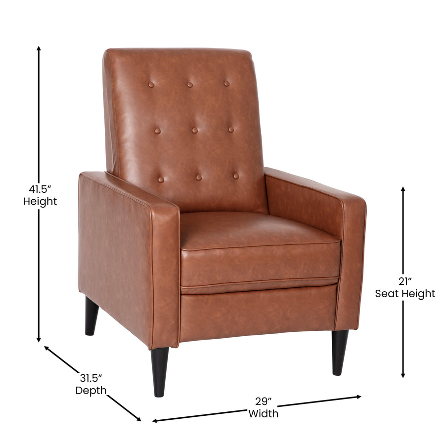 Ezra Mid-Century Modern Upholstered Button Tufted Pushback Recliner for Residential & Commercial Use