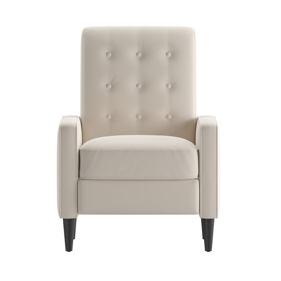 Ezra Mid-Century Modern Upholstered Button Tufted Pushback Recliner for Residential & Commercial Use