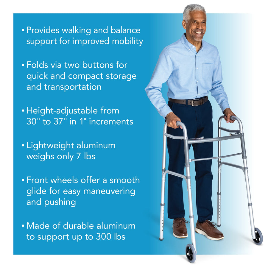Carex Folding Walker with Wheels
