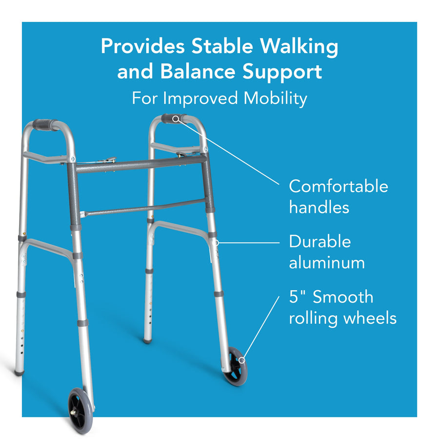 Carex Folding Walker with Wheels