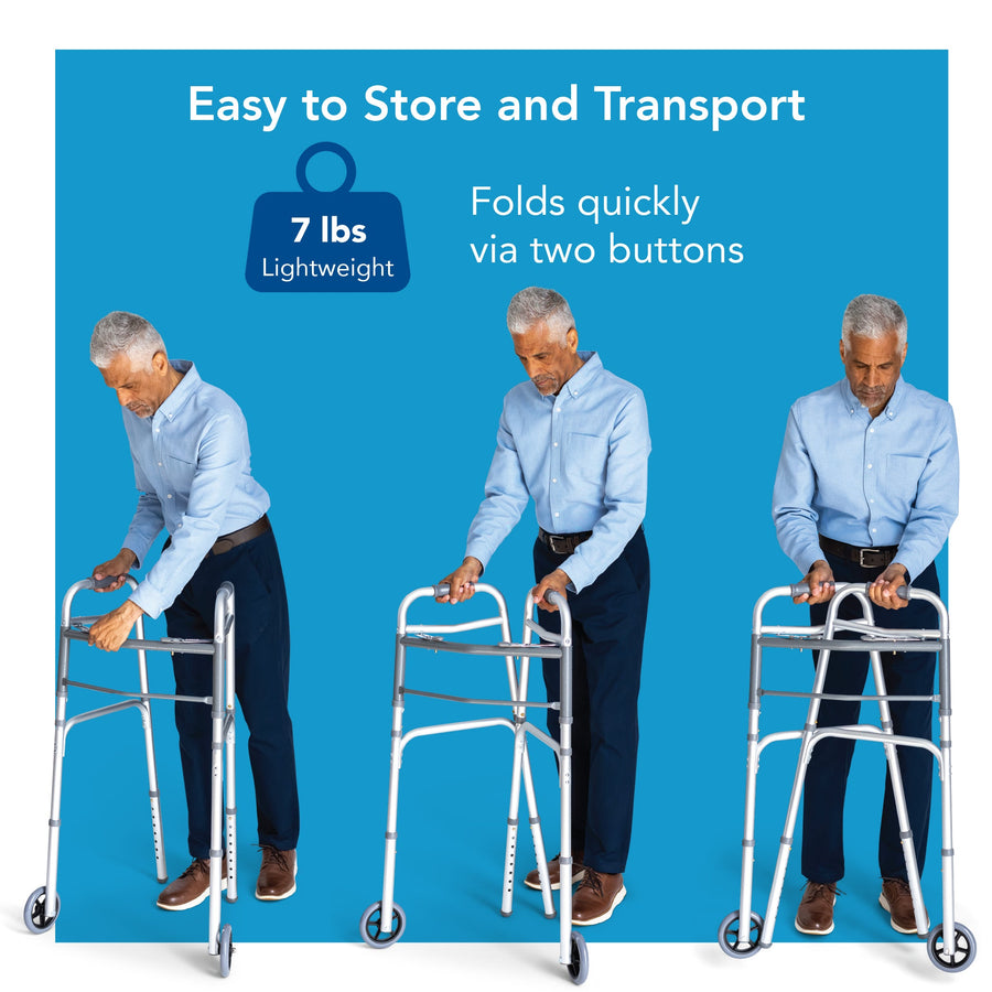 Carex Folding Walker with Wheels