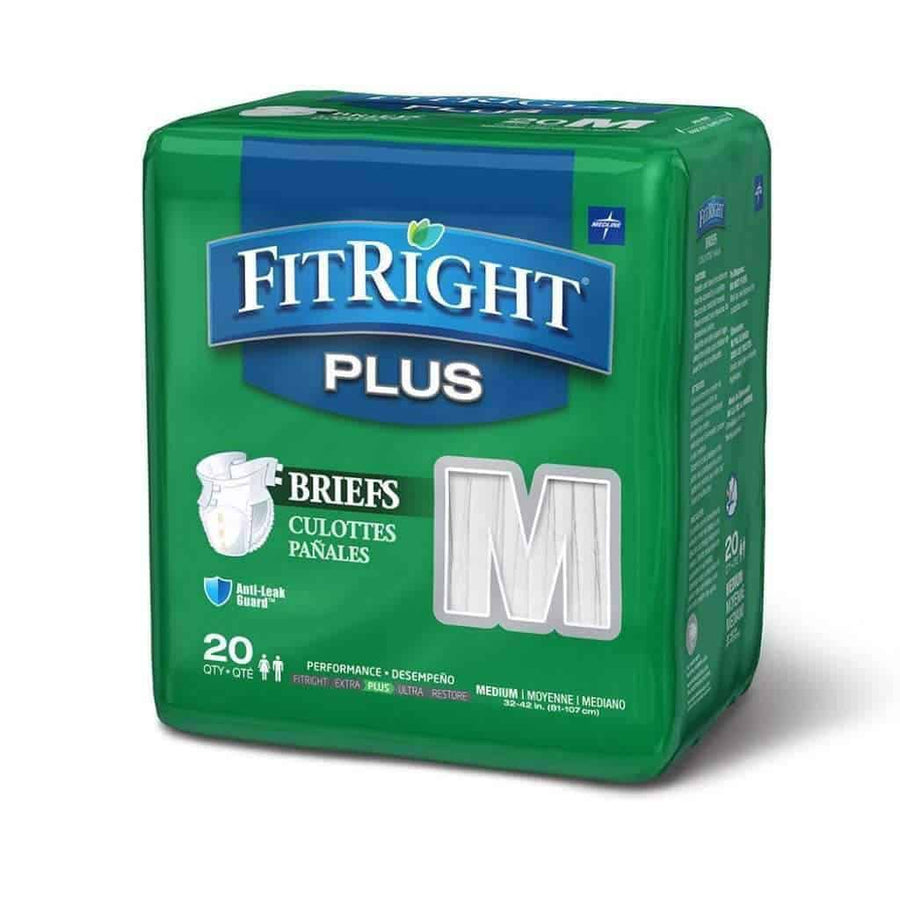 FitRight Plus Adult Diapers - Unisex Disposable Incontinence Briefs with Tabs - Moderate Absorbency