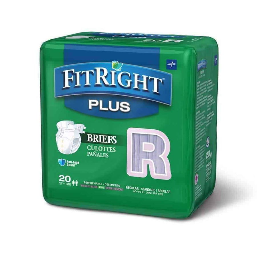 FitRight Plus Adult Diapers - Unisex Disposable Incontinence Briefs with Tabs - Moderate Absorbency