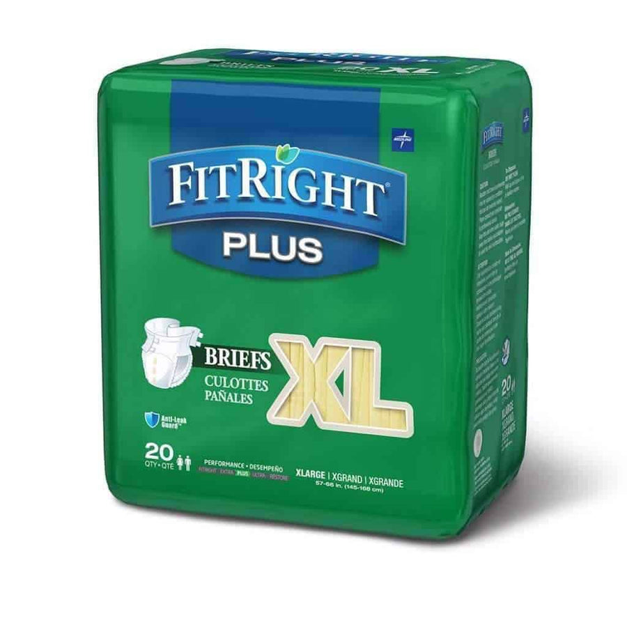 FitRight Plus Adult Diapers - Unisex Disposable Incontinence Briefs with Tabs - Moderate Absorbency