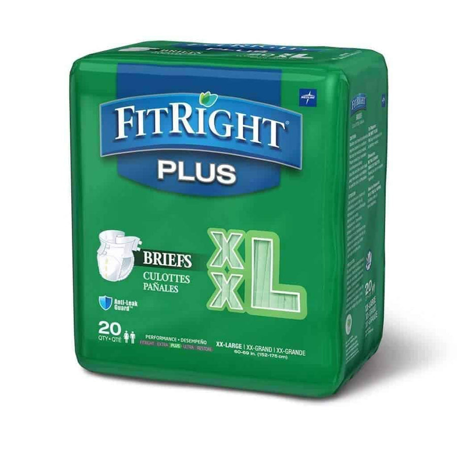 FitRight Plus Adult Diapers - Unisex Disposable Incontinence Briefs with Tabs - Moderate Absorbency