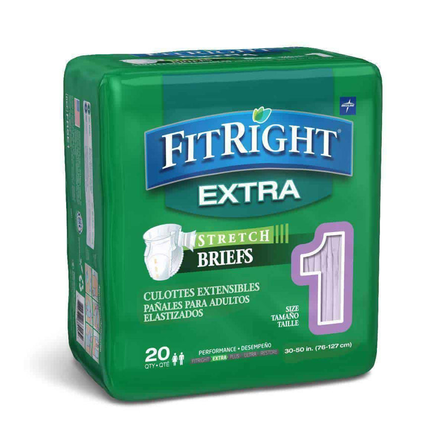 FitRight Extra-Stretch Adult Briefs - Case of 80