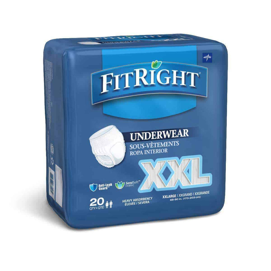 FitRight Adult Incontinence Underwear Heavy Absorbency - XX-Large, 68"-80" Case 80