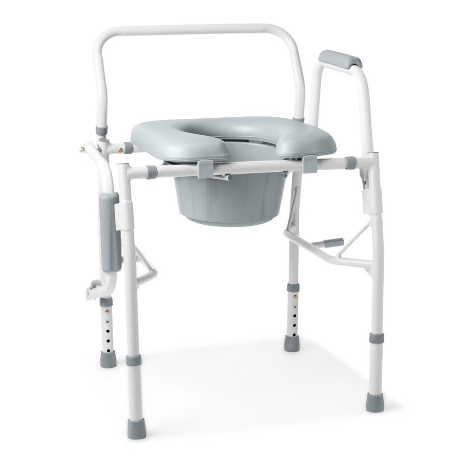 Medline Drop-Arm Commode with Padded Seat - Height Adjustable