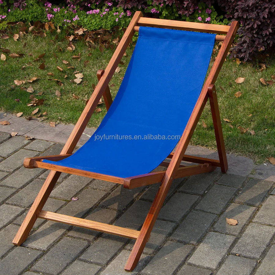 Single Wooden Folding Beach Deck Chair view 2