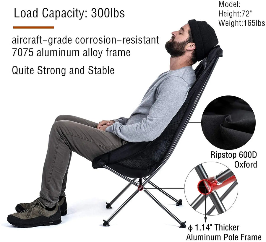 120 kg Heavy Duty High Back Folding Camping Chair in 600D Oxford with Storage Bag view 2