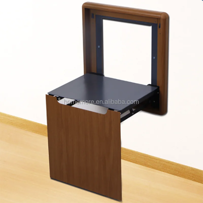 Heavy Duty Space-Saving Wall-Mounted Folding Seat in Wood Grain Aluminum view 9