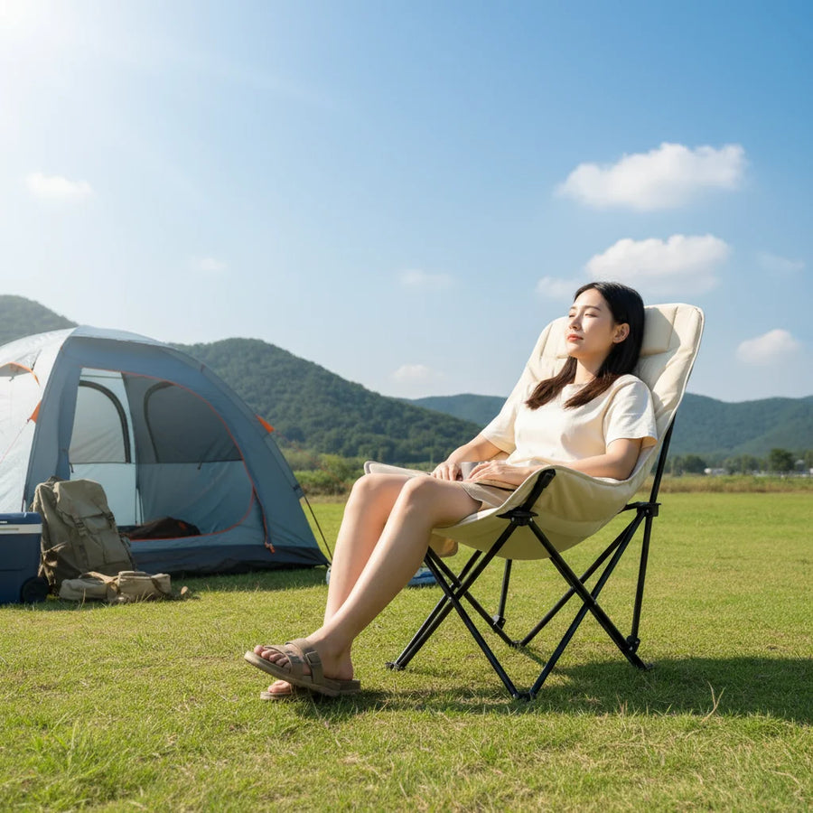 Oversized Heavy Duty Folding Camping Chair with Thickened Oxford Backrest view 5