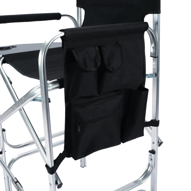 Black Heavy Duty Tall Folding Director's Chair with High Seat, Set of 2 view 5