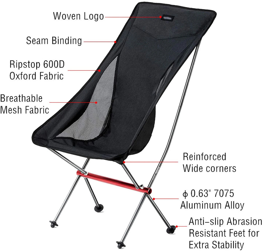 120 kg Heavy Duty High Back Folding Camping Chair in 600D Oxford with Storage Bag view 4