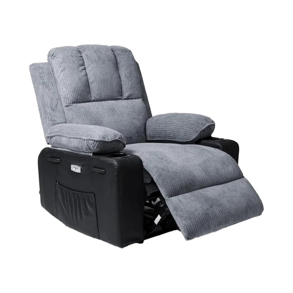 Oversized Fabric Power Recliner Chair with Heated Massage and Storage