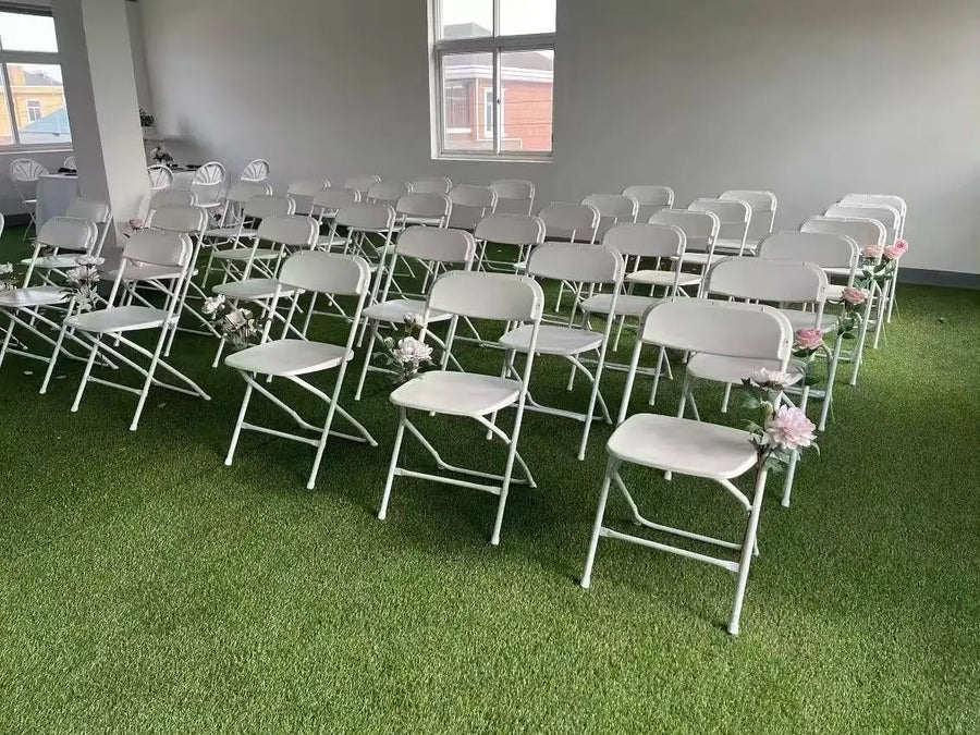 Heavy Duty White Metal Outdoor Folding Chair for Dining and Events view 6