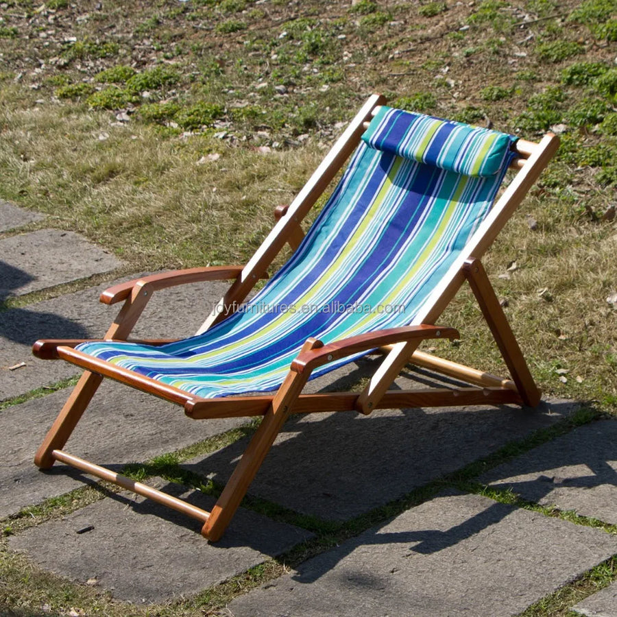 Single Wooden Folding Beach Deck Chair view 6