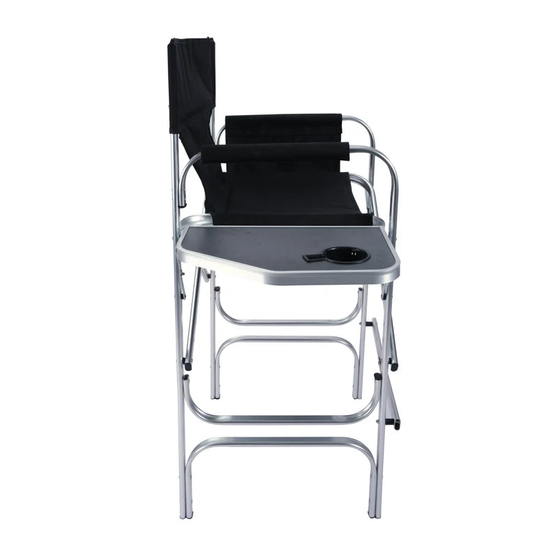 Black Heavy Duty Tall Folding Director's Chair with High Seat, Set of 2 view 3