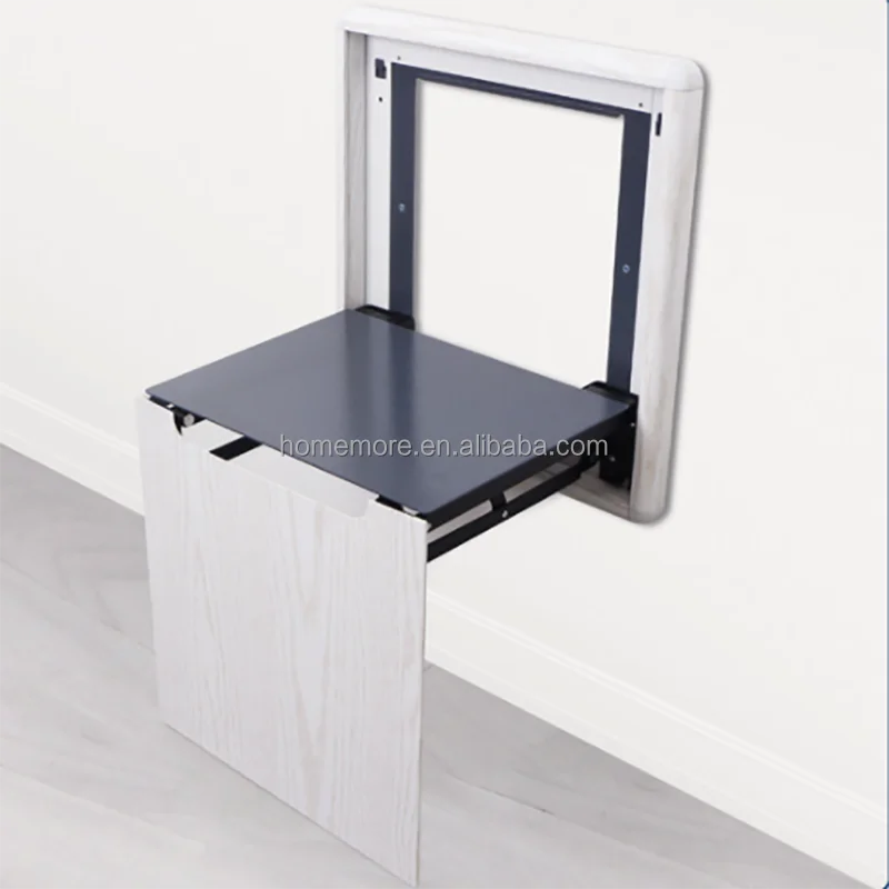 Heavy Duty Space-Saving Wall-Mounted Folding Seat in Wood Grain Aluminum view 7
