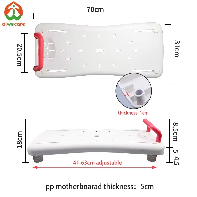 Anti-Slip Bathtub Board Transfer Bench Bath Seat with Handle view 2