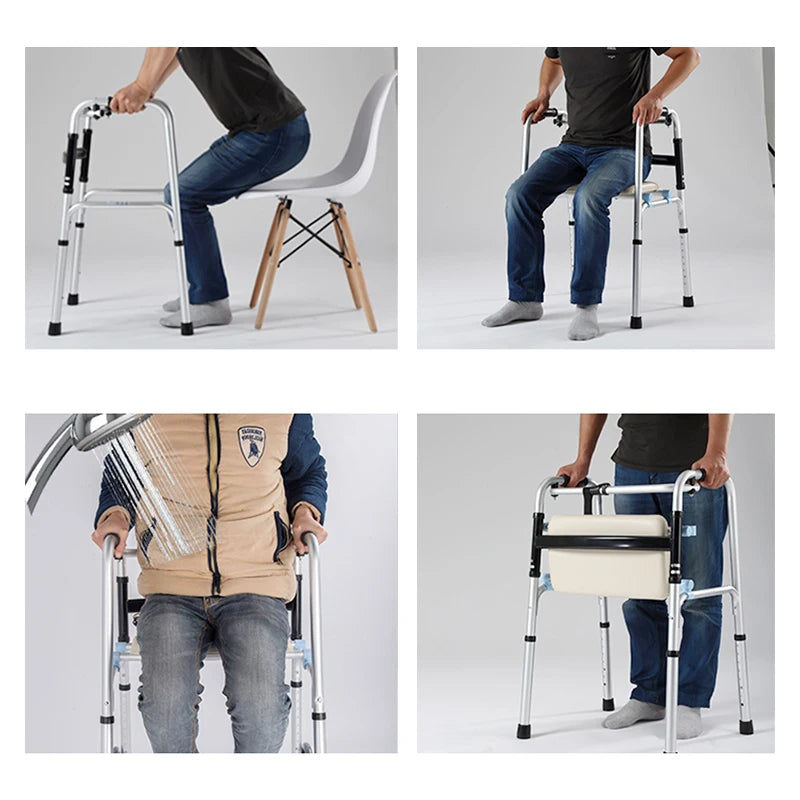 Adjustable Height Aluminum Folding Walker with Wheels and Glides view 6