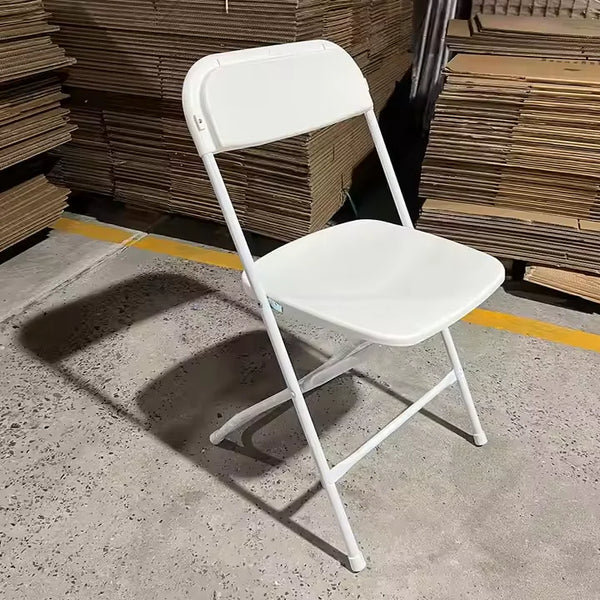 Heavy Duty White Metal Outdoor Folding Chair for Dining and Events