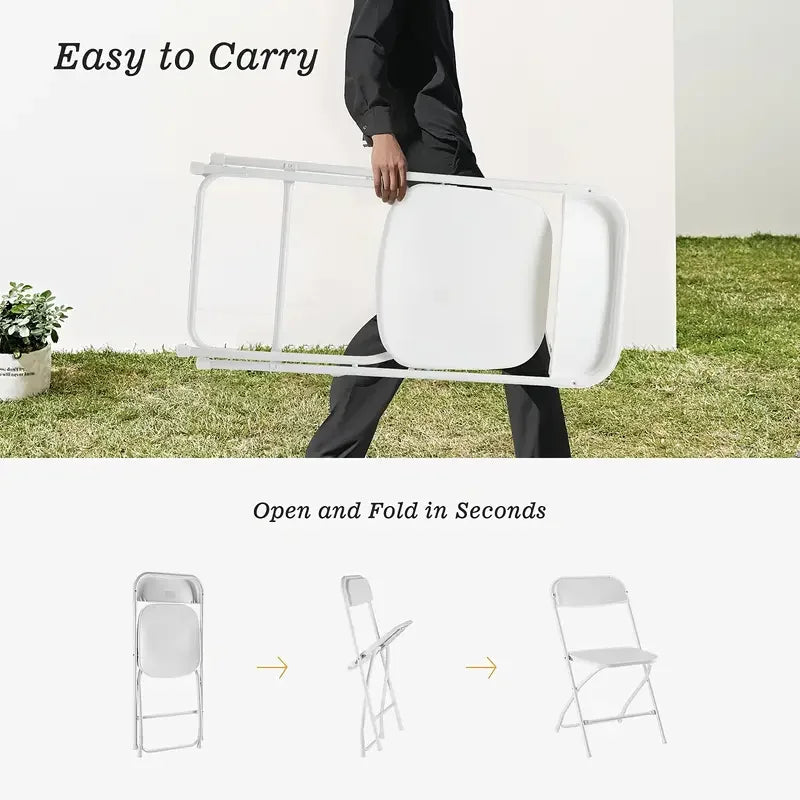 Heavy Duty White Metal Outdoor Folding Chair for Dining and Events view 3