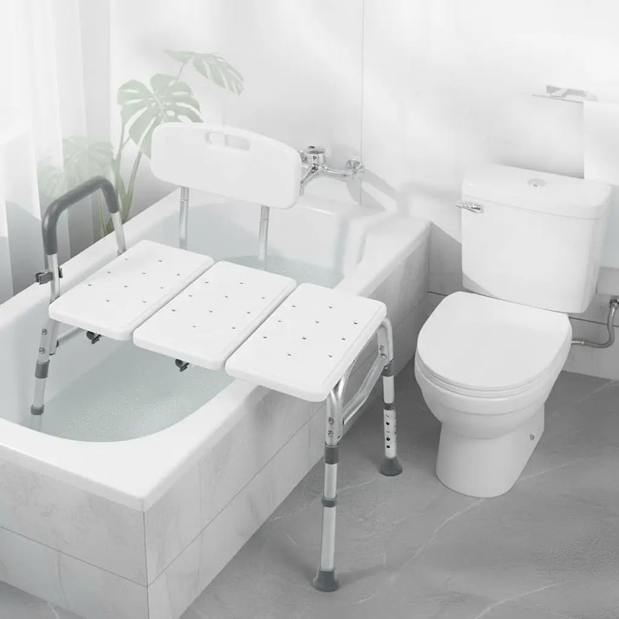 Tub Transfer Bench with Backrest and Armrest, Height Adjustable, Tool-Free Assembly view 2