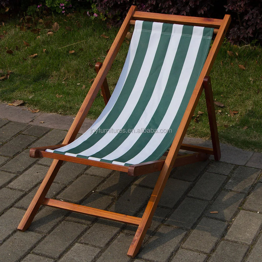 Single Wooden Folding Beach Deck Chair view 5